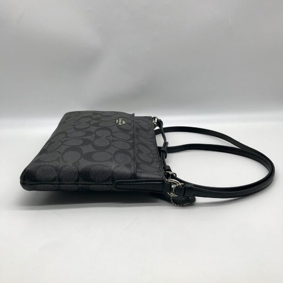 Coach Black And Gray Monogram Signature Canvas File Crossbody Bag F58316 - Picture 4 of 11